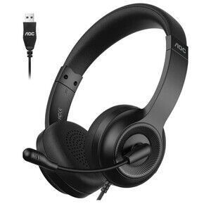 AOC ACW2210 USB-A Wired Computer Headset Noise Cancelling Mic 40mm...